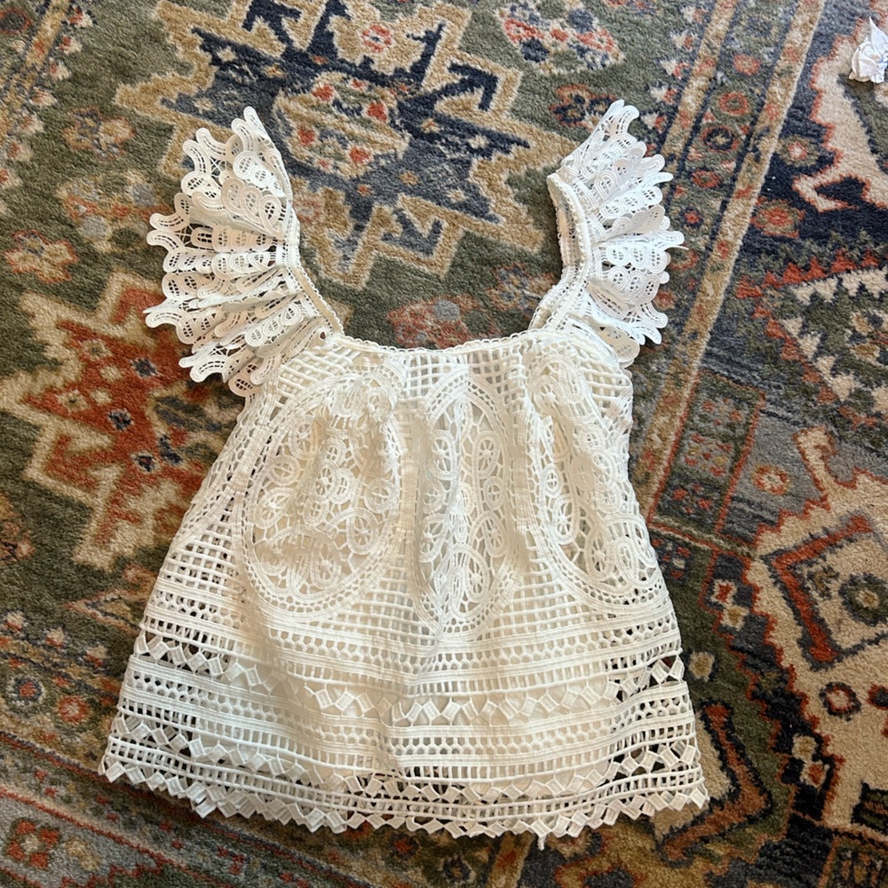 White Lace Strapless Top